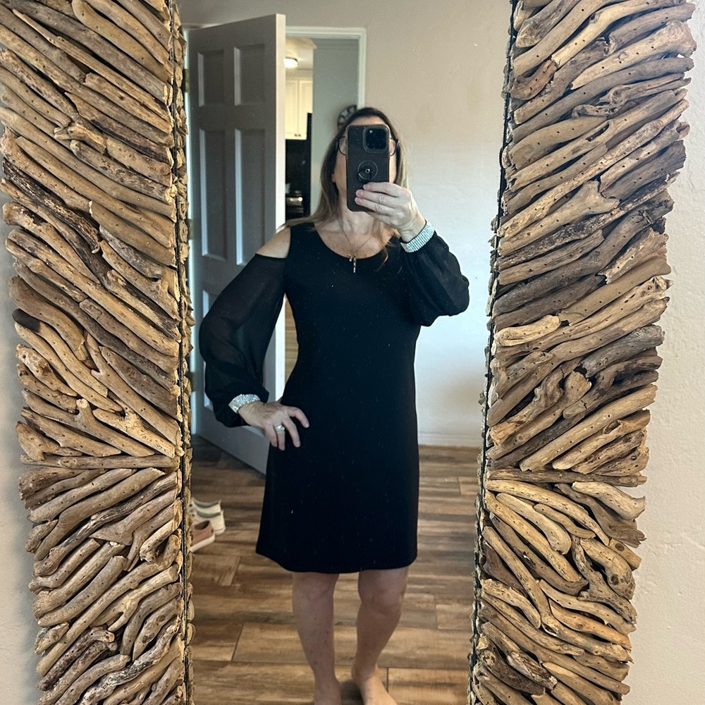 MSK Black Cold Shoulder Long Sleeve Dress